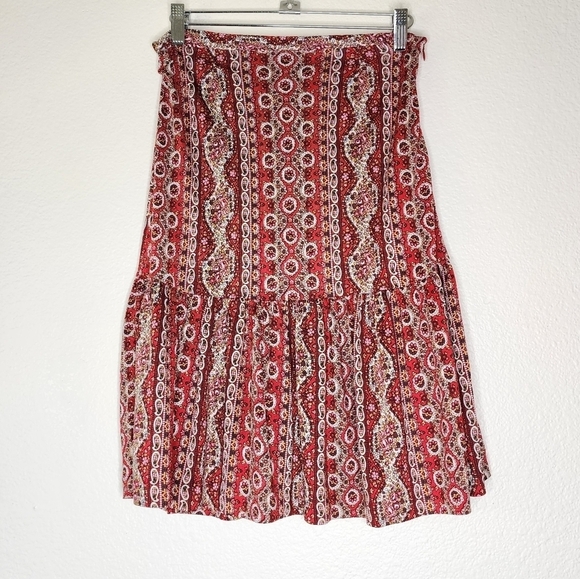 Nieves Lavi Dresses & Skirts - Nieves Lavi New York Red Print Midi Skirt 6